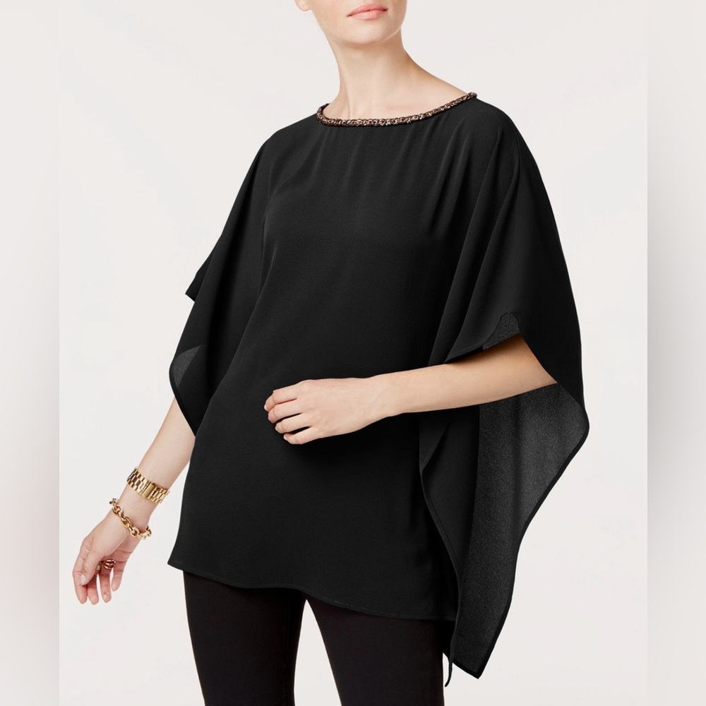 NWOT | Michael Kors | Gold Chain Accent Black Blouse / Top | Size L / XL